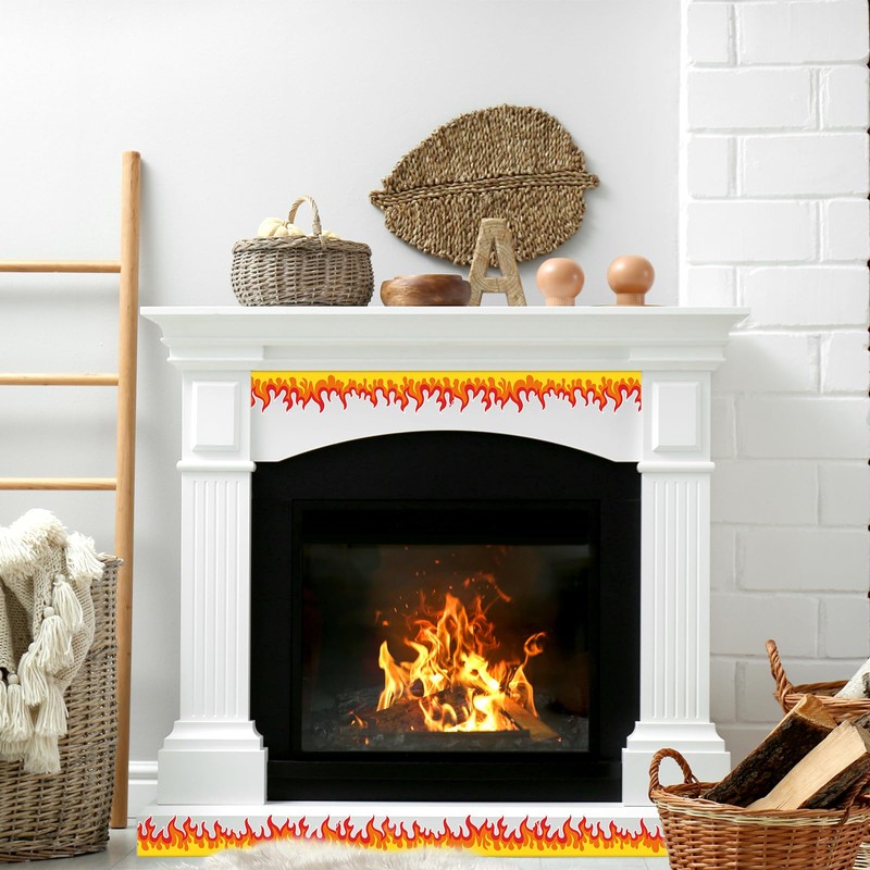 FYSUIMU 69Ft Flame Bulletin Board Border Self-Adhesive Red Orange Fire