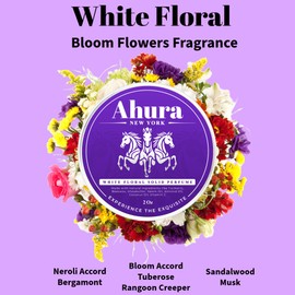 Ahura New York Herbal White Floral Eau de Parfum Solid Perfume Balm for Women, Alcohol-Free, Spill-Free, Travel-Friendly, Long Lasting, Handmade, Women's Perfume (2 oz)