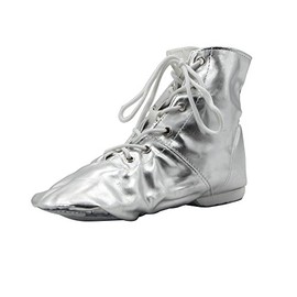 PU Women's Jazz Dance Boots Silver,8 M