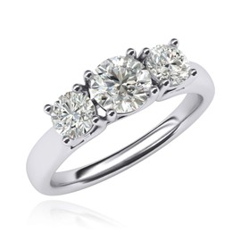 Solid Sterling Silver Three Stone Trellis Simulated Diamond Ring Promise Engagement ring 2.0ctw for Women (P)