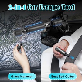 Fentar Emergency Hammer Car with Belt Cutter, Compact Portable Emergency Hammer Car, Mechanical Spring Glass Breaker Car Essentials, Upgrade Multifunctional Belt Cutter, Emergency Hammer (Black)