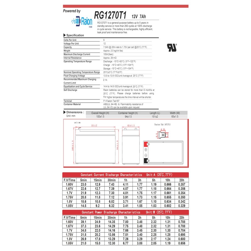 Raion Power 12V 7Ah Compatible Battery for Marcum LX-3TC Ice