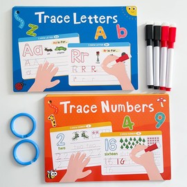 Zwttey Alphabet A-Z & Numbers 1-100 Tracing Practice Flash Cards Set for Preschoo Homeschool Kindergarten Toddlers 3-6, Handwriting Dry Erase Chart, Teacher Teaching Aids