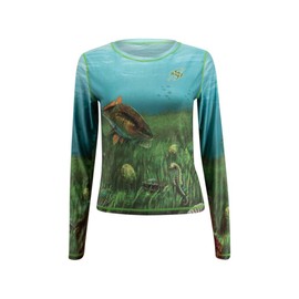 Salty Scales Scallop/Snorkeling Reversible Fishing Shirt for Women, UPF Performance Clothing (Medium)