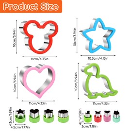 Sandwich Cutters for Children, 12 Pcs Stainless Steel Vegetable Fruit Cutter Dinosaur Cookie Cutters Food Shape Cutters Crust Lunch Box Accessories Kids