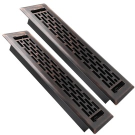 SANYCASA 2 Pack Floor Register 2x12 Inches Heavy Duty Walkable Steel Floor Vents Ease Adjust Air Flow Direction Floor Registers - Boston Design - Oil Rubbed Bronze Air Floor Vent Covers for Home