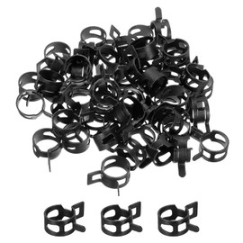 MECCANIXITY 50 Pcs Fuel Line Clamps Spring Band Hose Clamps, 19mm Silicone Air Tube Vacuum Hose Water Pipe Low Pressure Clamps Assortment Kit, Black