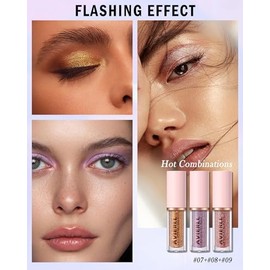 Liquid Glitter Eyeliner, 3 Stück, Metallic Shimmer, Lidschatten, wasserfest, lang anhaltend, Make-up, flüssig, High Pigment Eyeliner, Make-up-Set für die Augen und Frauen
