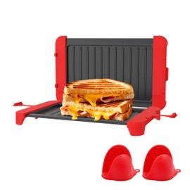 Microwave Sandwich Maker & Grill Cheese Maker | Fast Cooking, Non-Stick, Dishwasher Safe | Perfect for Paninis, Quesadillas, and More | Ideal for College Students & Busy Professionals Red