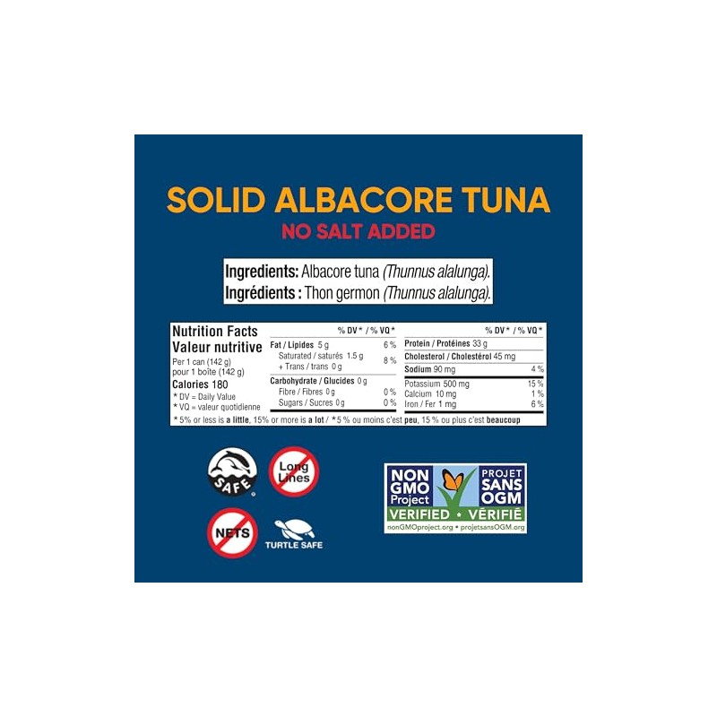 Wild Planet Wild Albacore Tuna, No Added Salt, Canned Tuna,