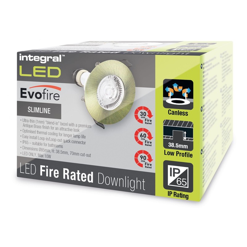 Integral ILDLFR70D045 Evofire GU10 Downlight, Antique Brass, 85mm, Round