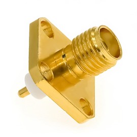 2PCS SMA Chassis Mount Connector, SMA Male/Female Panel Mount Adapter, SMA Chassis Solder 4 Hole Flange Coax Adapters SMA Solder Straight PCB Converter for Broadcast, Audio, Video, Car Aerial, GPS