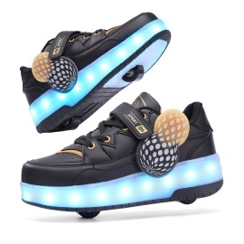 Best Seller Roller Skate Shoes 2 in 1 LED Light up 2 Wheels Roller Skate ShoesColor: Purple, Shoe Size: 39