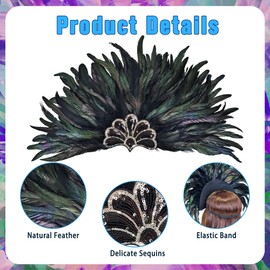 Goenb Feather Headband, Mardi Gras Feather Headpiece for Women Showgirl Costume Headress Accessories for Carnival Party