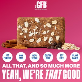 The GFB Oatmeal Raisin Protein Bars - Gluten Free, Plant Based, Non GMO, Sustainably Made – Ridiculously Tasty, Healthy, Vegan, Nutrition Snack Protein Bars, 2.05 oz (12 Count)