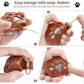 Natwo Dog Hair Collector Keychain, Leather Pet Memorial Keychains, Leather Pet Memorial Keychains, Pets Fur Keepsake Keyring for Collecting Hair With Snap Button,Pet Memorial Gifts, White