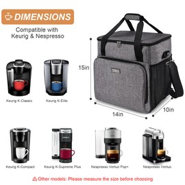 BAGLHER Coffee Maker Travel Bag Compatible with Keurig K-Classic、Keurig K-Elite、Keurig K-Compact or Other Accessories, Portable Coffee Maker Case with Shoulder Strap for Travel, Grey