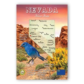 NEVADA MAP postcard set of 20 identical postcards. NV state map post cards. Made in USA.