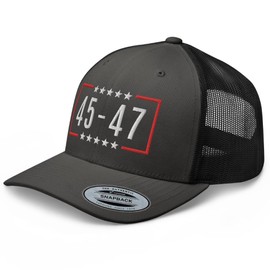 RIVEMUG NG 45 47 Embroidered Curved Bill Trucker Hat Mid Crown Adjustable Cap Charcoal/Black