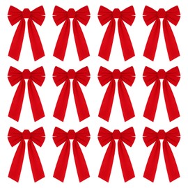 CCINEE 12Pack Red Velvet Christmas Bows, 13 X 9 Inches Large Christmas Decorative Bows Xmas Wreath Bows for Wreath Garland Christmas Tree Topper Decoration Home Party Supplies