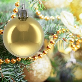 Relaxdays Christmas Baubles Set of 50 Plastic Diameter 6 cm Festive Christmas Tree Decoration Shiny Gold