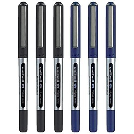 Uni-ball Eye Micro Ub-150 Gel Ink Pen - 0.5 mm - Pack of 6-3 x Black, 3 x Blue