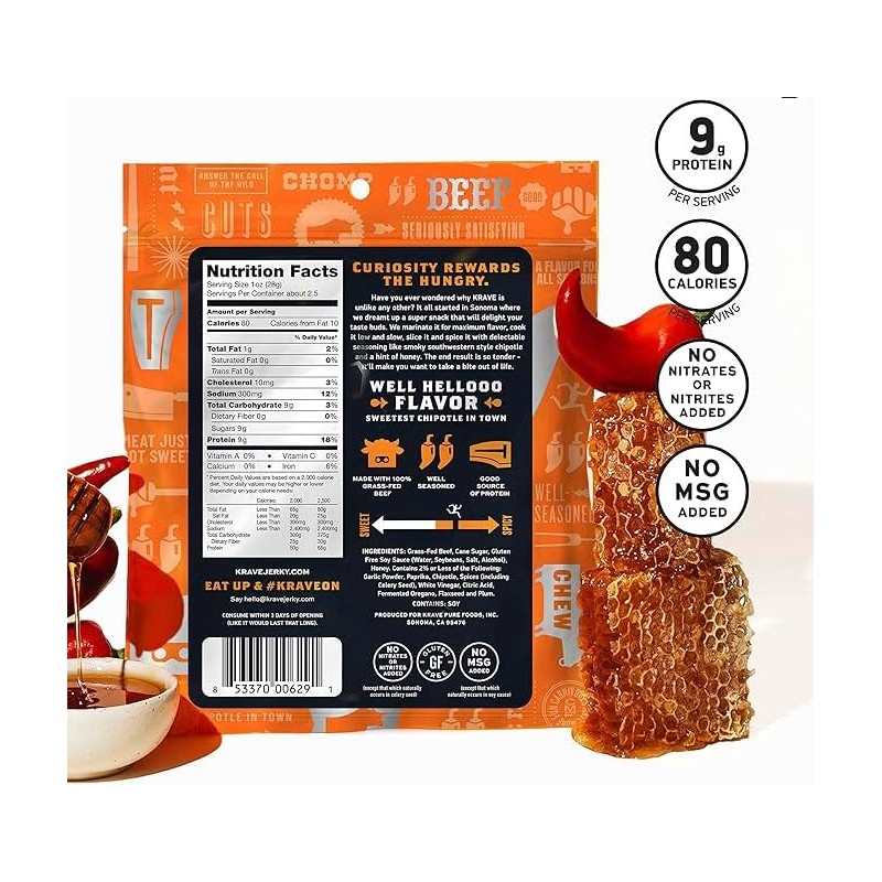KRAVE, Beef Jerky Variety Pack (2.7 Ounce Bags, Pack of