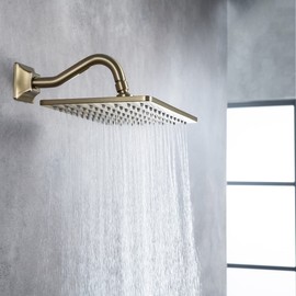 SEABEFORE 8" Wave-shaped Shower Arm Gold Showerhead Extension With Unique Flange, Standard 1/2" Connection