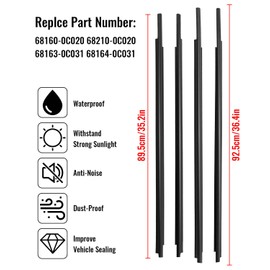 68163-0C030 Weatherstrip Window Moulding Trim Seal Belt for Toyota Sequoia 2008-2020, 68210-0C020 68163-0C031 68164-0C031