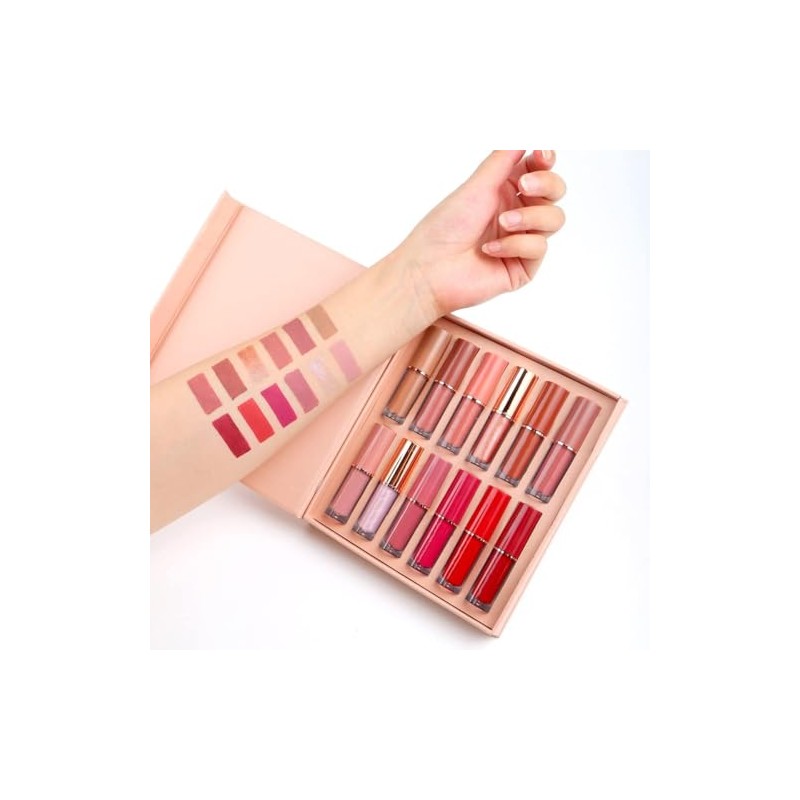 10Pcs Lápiz Labial Líquido con 2 Glitter Labial Set de