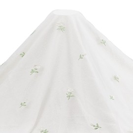 FINGERINSPIRE 1 Yards Floral Embroidered Lace Fabric 59 inches Wide White Flower Pattern Embroidered Tulle Lace Polyester Embroidered Mesh Lace Bridal Wedding Lace Fabric for Veil Dresses
