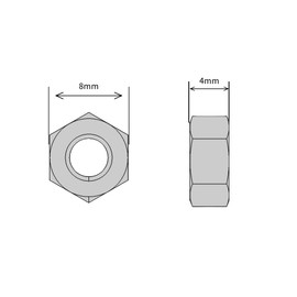 M5 (5mm) Hex Full Nut - A2 Stainless Steel (Pack of 20)