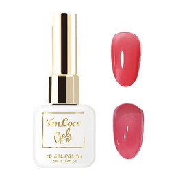 Jelly Gel Nail Polish, Sheer Red Jelly Gel Polish Set, Soak Off UV LED Translucent French Manicure Nude Builder Gel For Nails, 15ML Each Red Pink Nail Polish for DIY Manicure Home