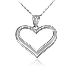 Sideways Crosses Open Heart Necklace in Dainty 925 Sterling Silver, 16"