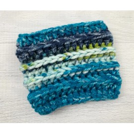 Handmade Crochet Coffee Cup Cozy or Sleeve - Blue White Green NEW