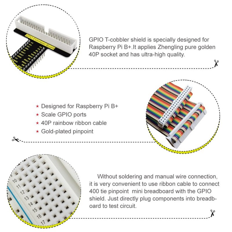 keyestudio For Raspberry Pi PCB Board Kit, 400 Tie-points Solderless