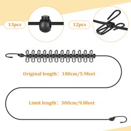 Travel Clothesline,2 pcs Retractable Clothesline with 24 Portable Clothespins,Windproof Laundry Clothes Cable Line for Backyard, Hotel, Outdoor and Indoor Camping Accessories