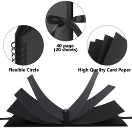 Vienrose 29.5 x 21.5 cm Scrapbook Photo Album for DIY Photo Album with 40 Pages Black Kraft Paper, Photo Book for Gluing, Album for Couples, Babies, Weddings and Family, Black