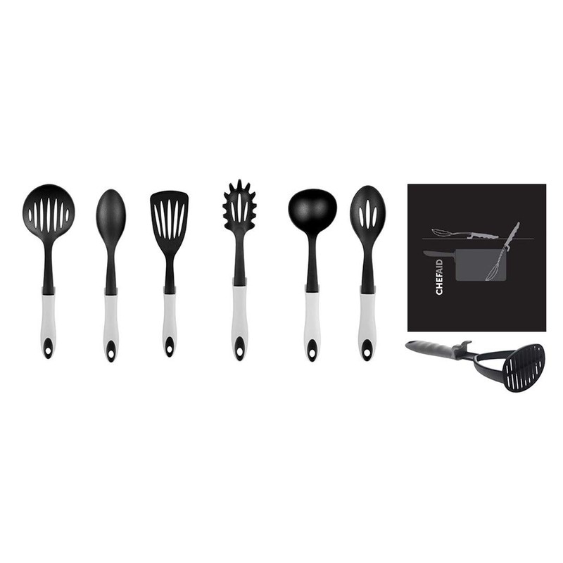 Chef Aid Black Nylon Spaghetti Spoon with Rest and Grip