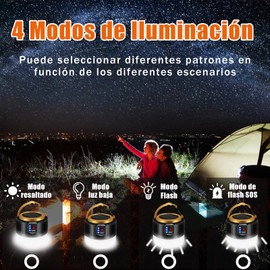 2 Piezas Lampara Camping Recargable, Farol Campaña Impermeable IPX6 para Emergencia,Linterna de Camping Solar Portátil con 4 Modos Iluminación,USB Recargable, para Camping, Pesca, Senderismo (Negro)