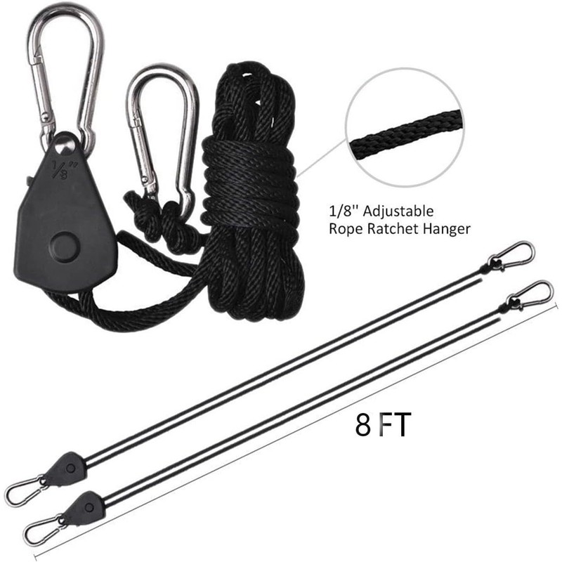 Grow Light Rope Hanger 2Pairs， Adjustable Rope Ratchet Hangers 150
