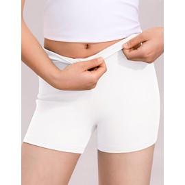 Somaibo Girls Dance Shorts Biker Gymnastics Cartwheel Athletic Clothes Under Dress for Kids Youth Volleyball Tumbling 9-10 Years White