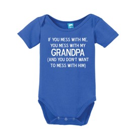 Mess with Me Mess with My Grandpa Printed Infant Bodysuit Baby Romper Royal 0-3.