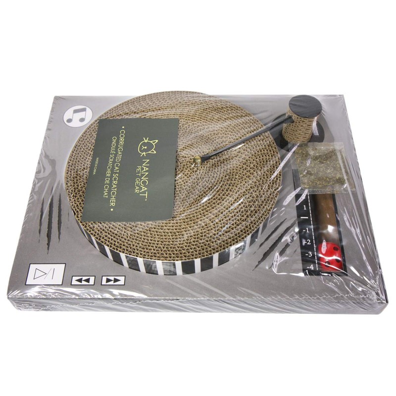 NANDOG Corrugated Cardboard Cat Scratcher Scratching Pad Record Player