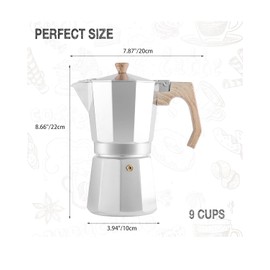 wedrink Stovetop Espresso Maker Aluminum Moka Pot 9 Espresso Cup-15.2OZ Cuban Coffee Maker Stove top Coffee Maker Moka Italian Espresso