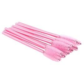 Gloa - 50 brochas de maquillaje desechables para pestañas y aplicadores de pestañas, herramienta de belleza, portátil, color rosa y rojo, Rosado