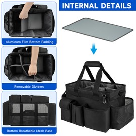 ZIOZERTT Hot Tub Chemical Storage Bag for Adults,Spa Accessories Organizer with Handle and Shoulder Strap,Cleaning Caddy Bag for Hot Tub Supplies,Black,Large