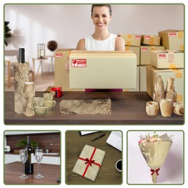 Honeycomb Packing Paper Wrap 15''x430', Substitute Alternative for Bubble Cushioning Wrap for Moving Shipping Packaging, Recyclable Moving Supplies with 60 Fragile Sticker Labels