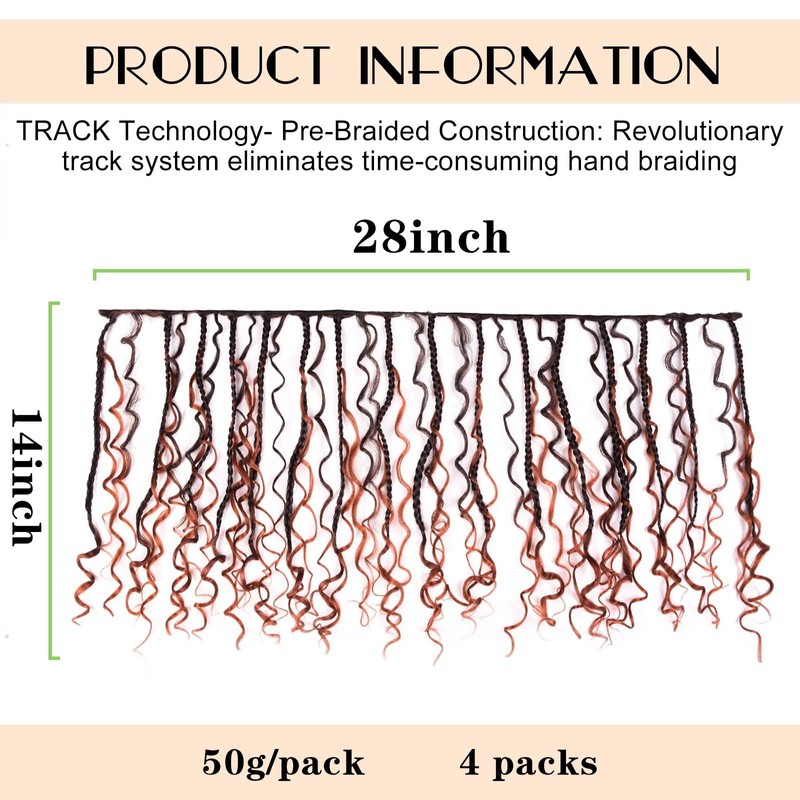 4 packs Track Braid Hair Boho Box Braids Goddess Curl