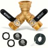 Morvat Heavy-Duty Brass 2-Way Garden Hose Splitter with Extended Metal